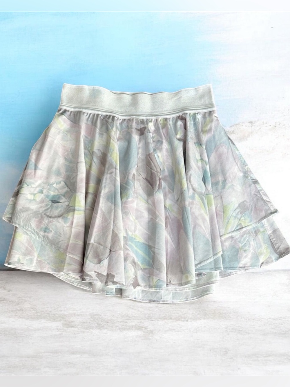 Women’s Layered Pastel Floral Skirt - White